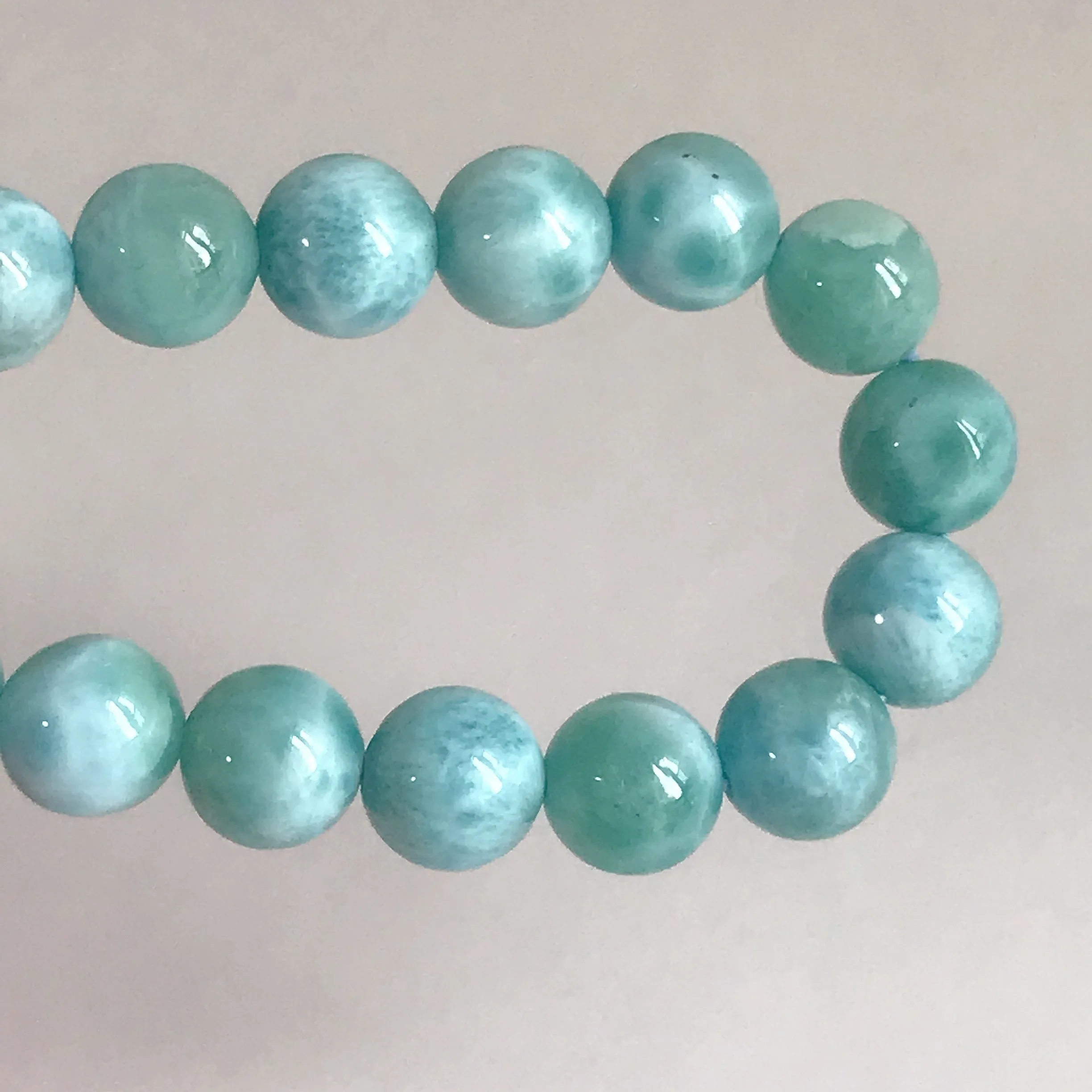 Dolphin Stone Natural Blue Larimar Bracelet Handmade with 8.2mm Beads | Throat Chakra Healing Jewelry