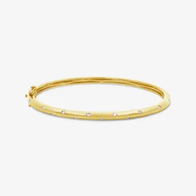 Domed Burnished Diamond Bangle Bracelet