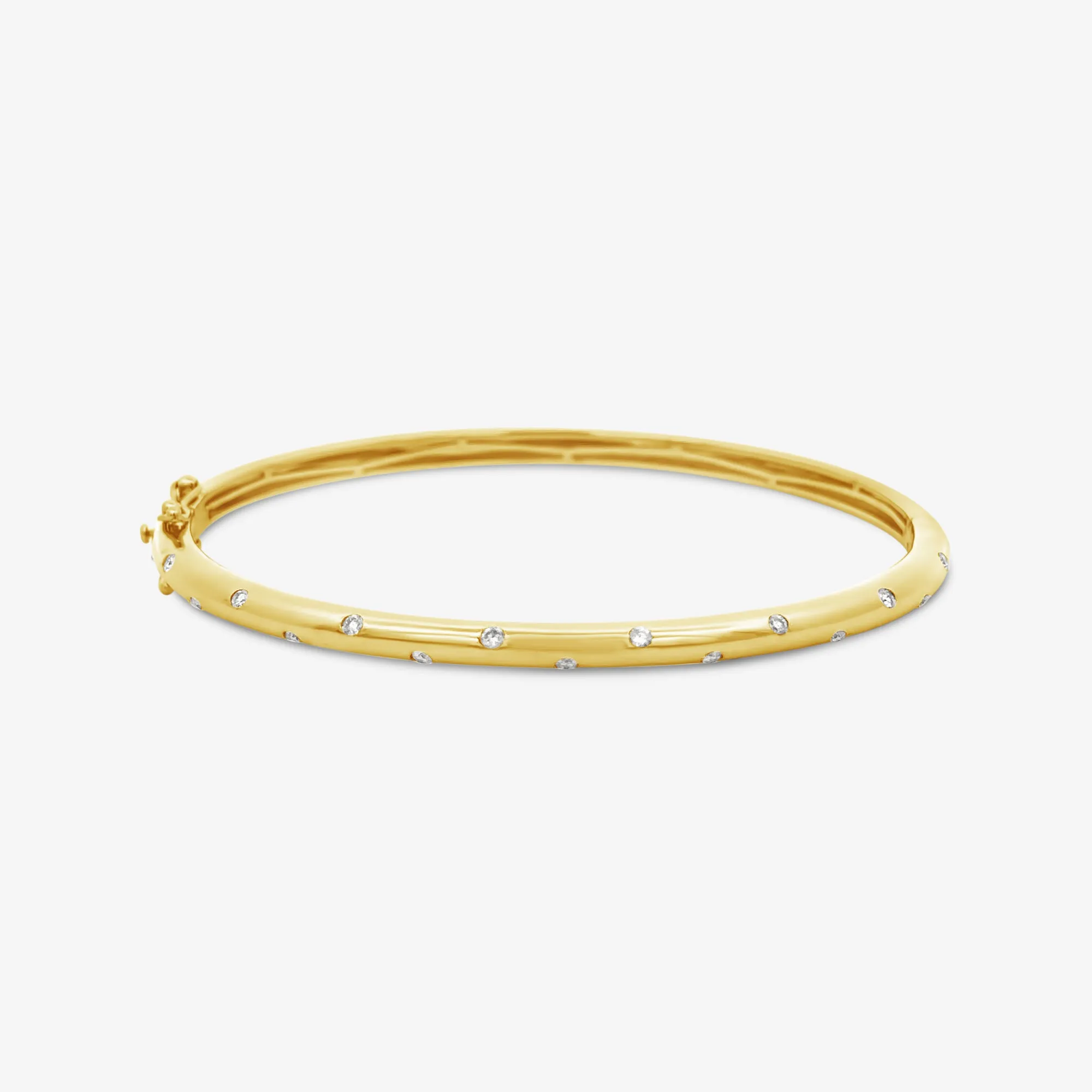 Domed Burnished Diamond Bangle Bracelet