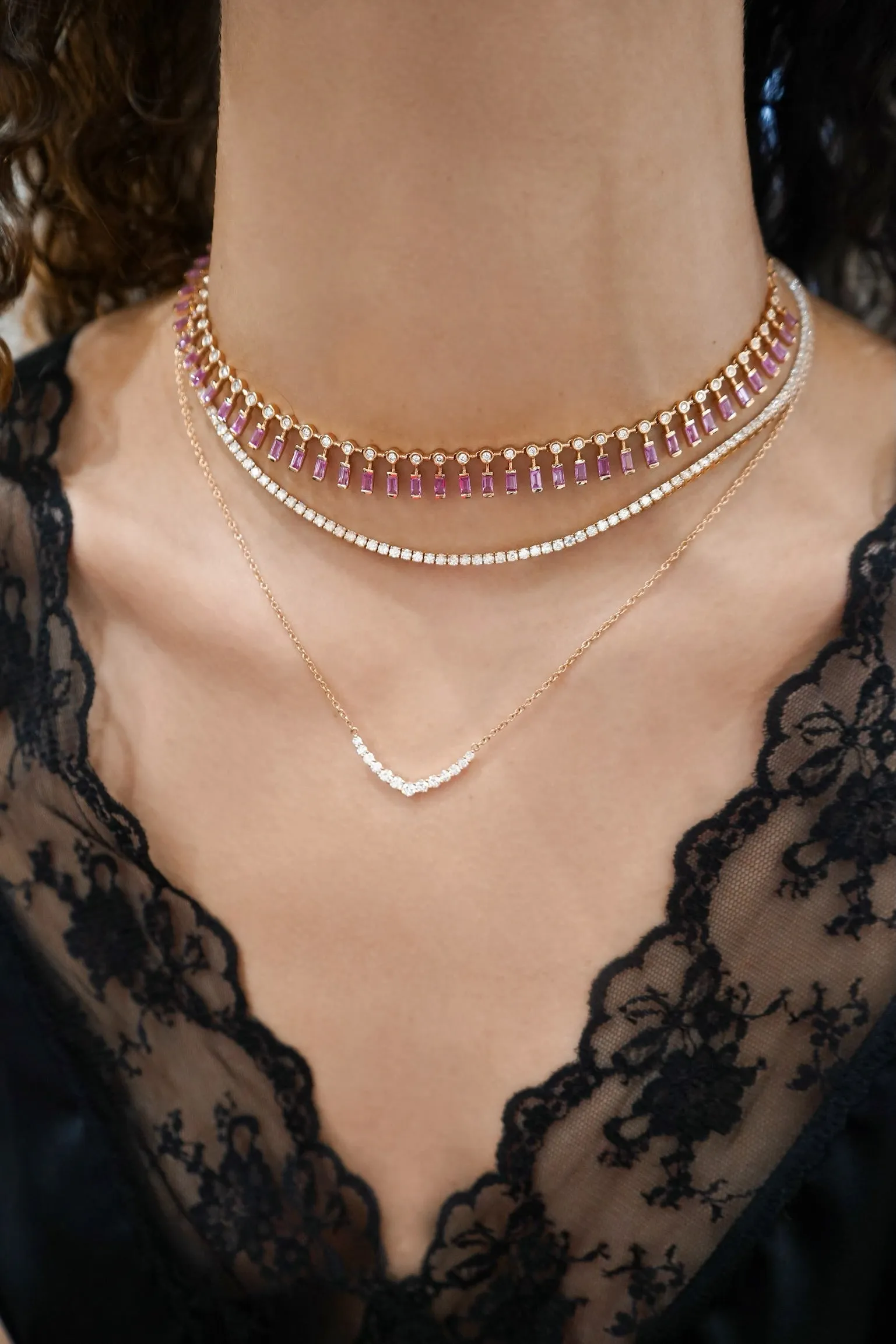 Dot-Dash Pink Sapphire & Diamond Choker