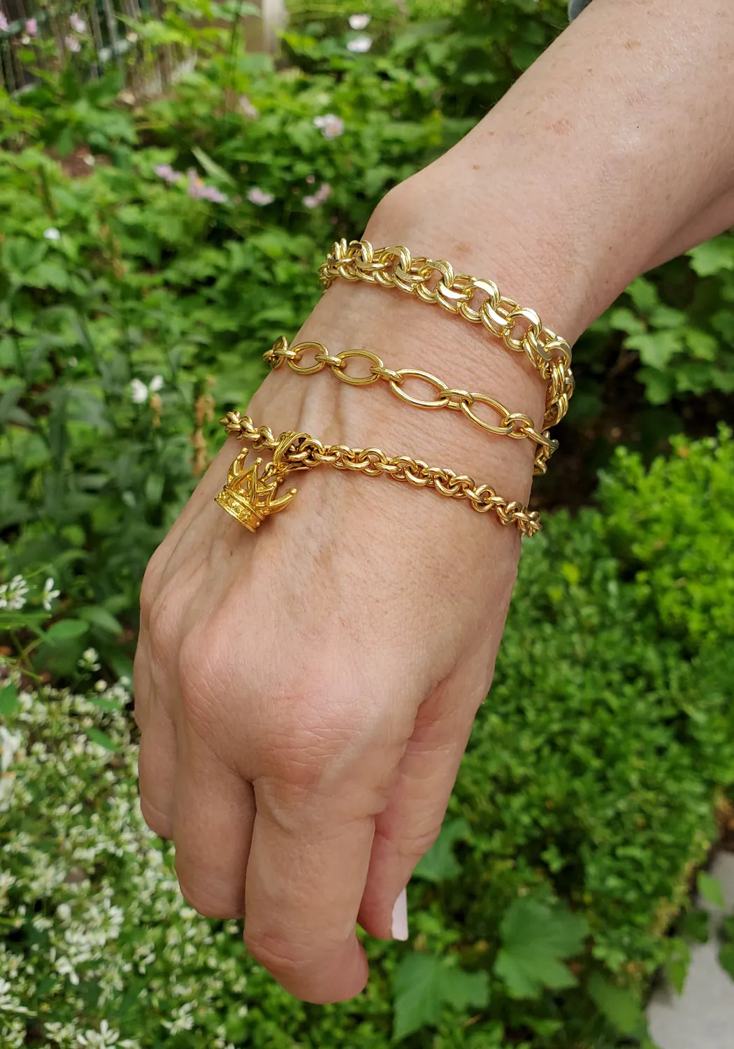 Double Link 14K Yellow Gold Chain Link Bracelet