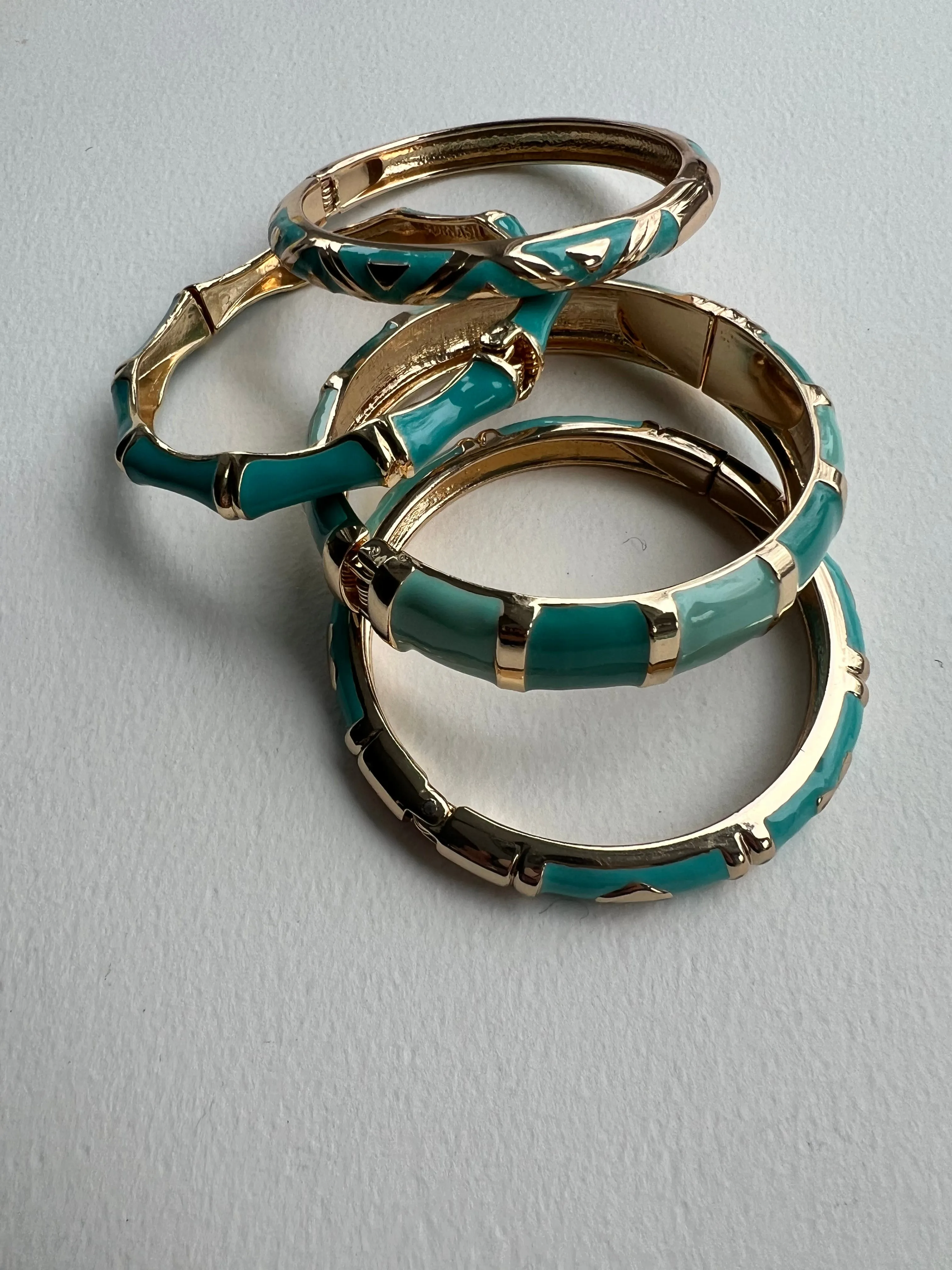 Enamel Bracelets | Gold   Turquoise