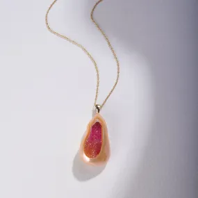 Freshwater Souffle Pearl Finestrino Pendant with Pink to Yellow Sapphire Ombre