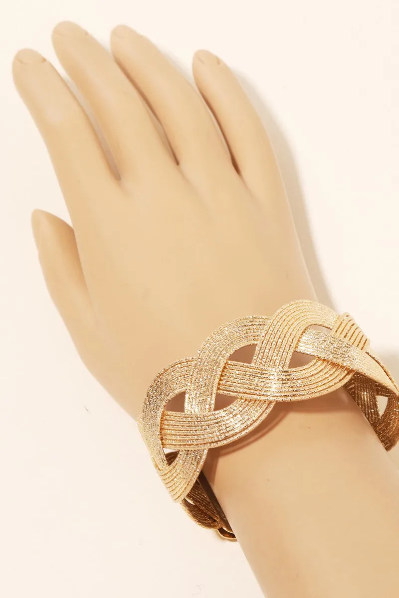 Gold Multi Strand Twist Cuff Bracelet