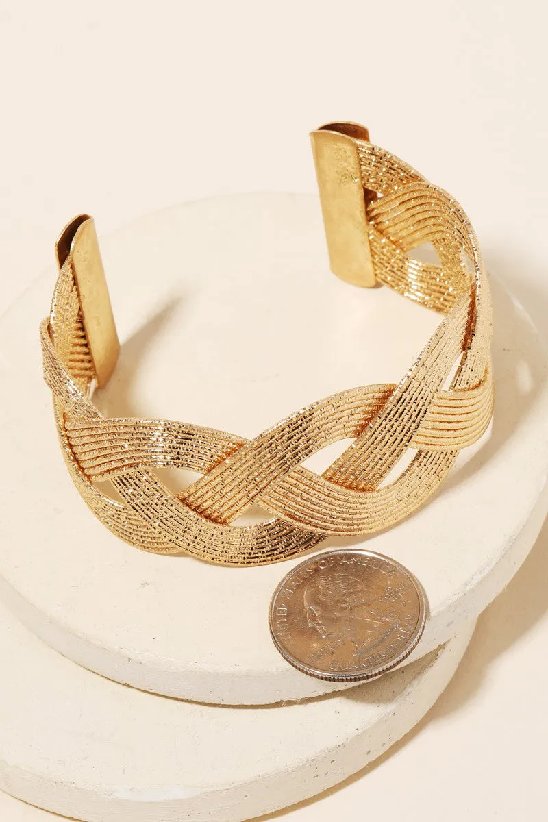 Gold Multi Strand Twist Cuff Bracelet