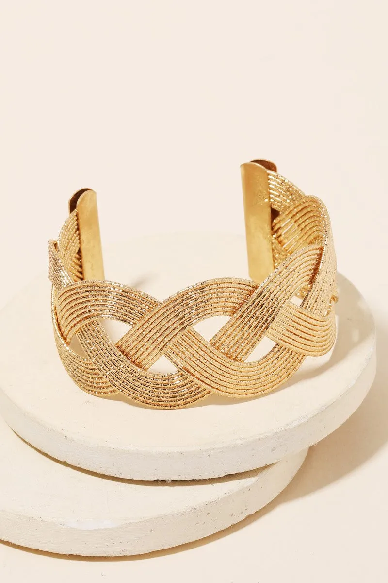 Gold Multi Strand Twist Cuff Bracelet