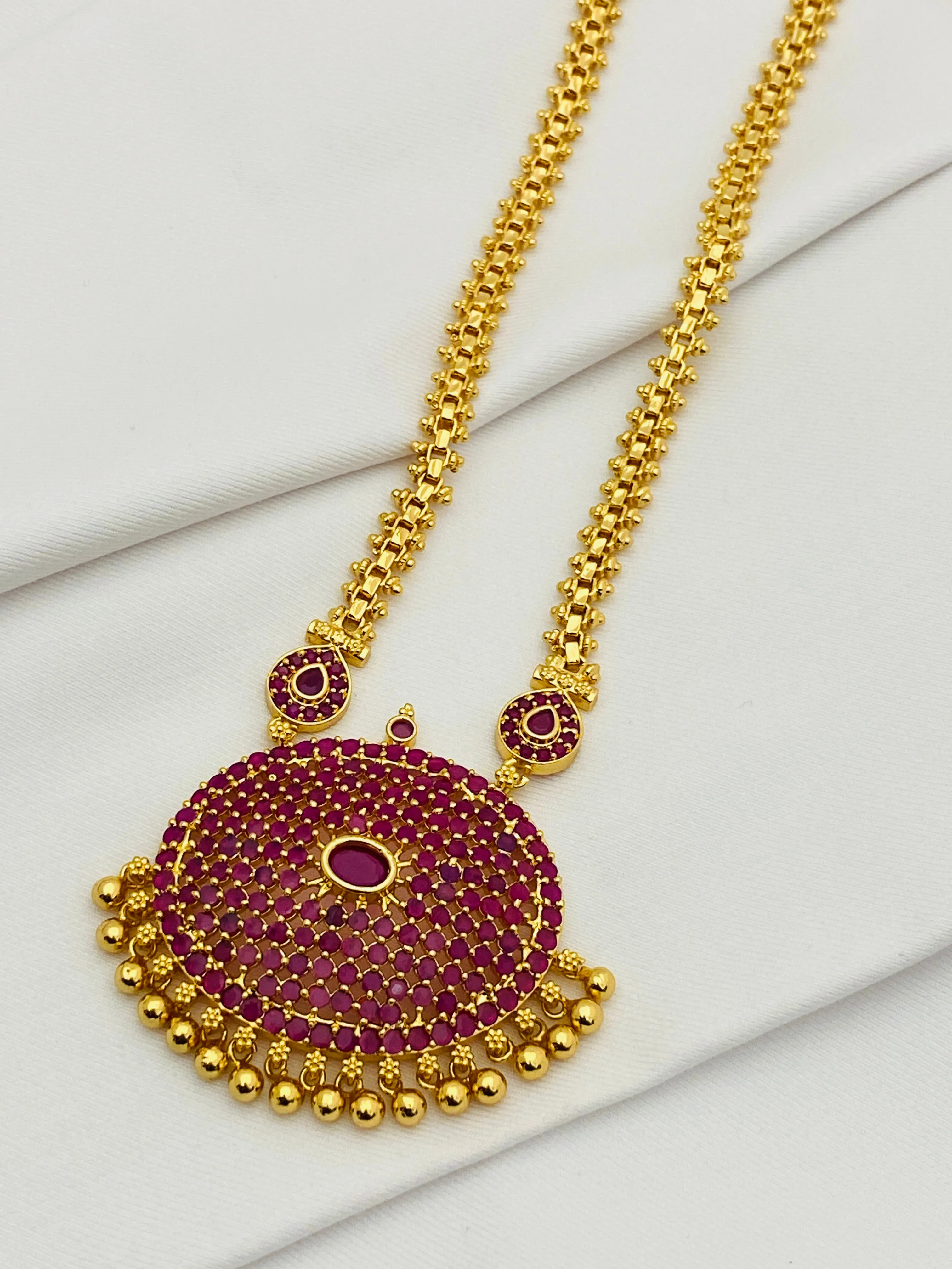 Gorgeous Gold Plated Traditional Long Chain With Pendant