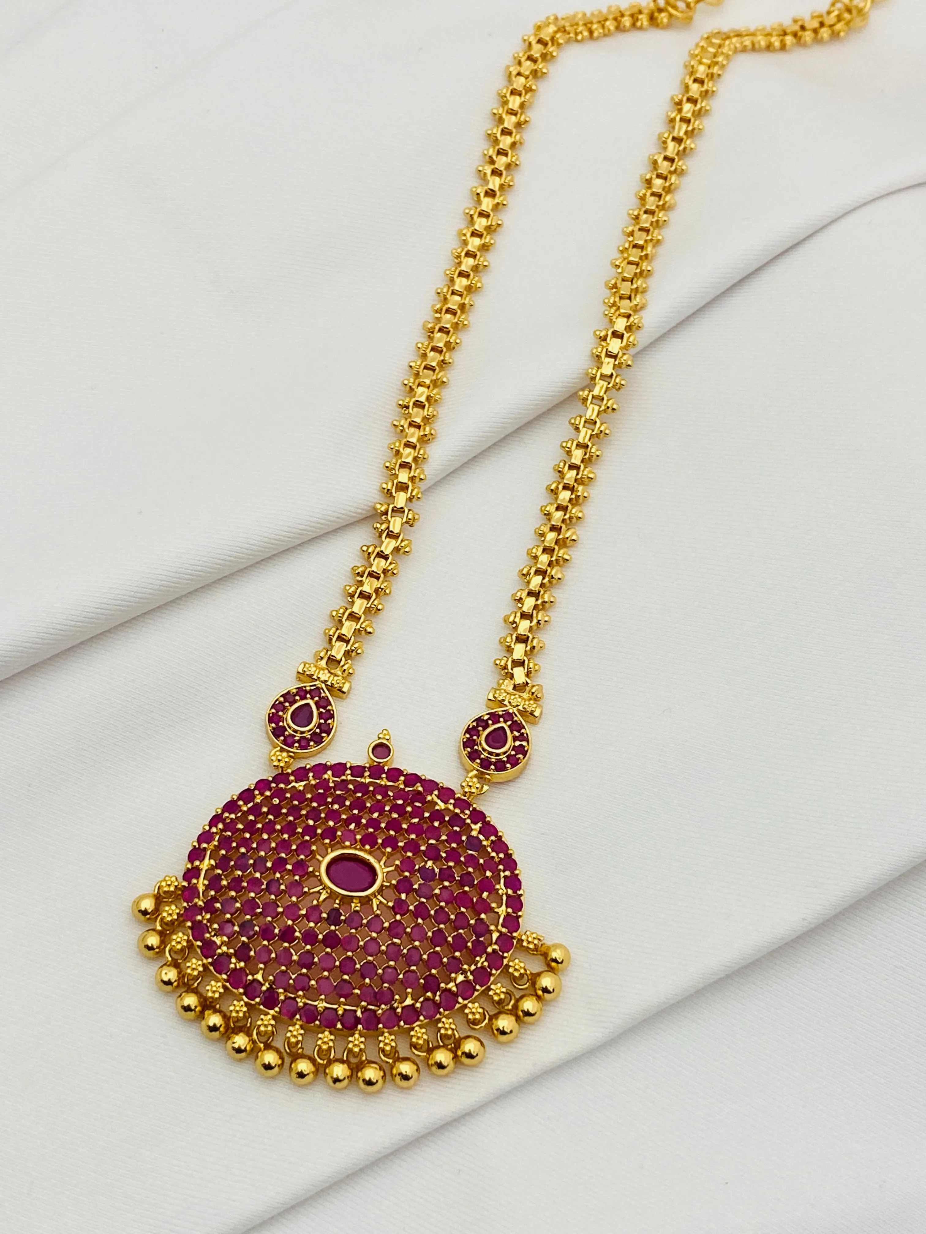 Gorgeous Gold Plated Traditional Long Chain With Pendant