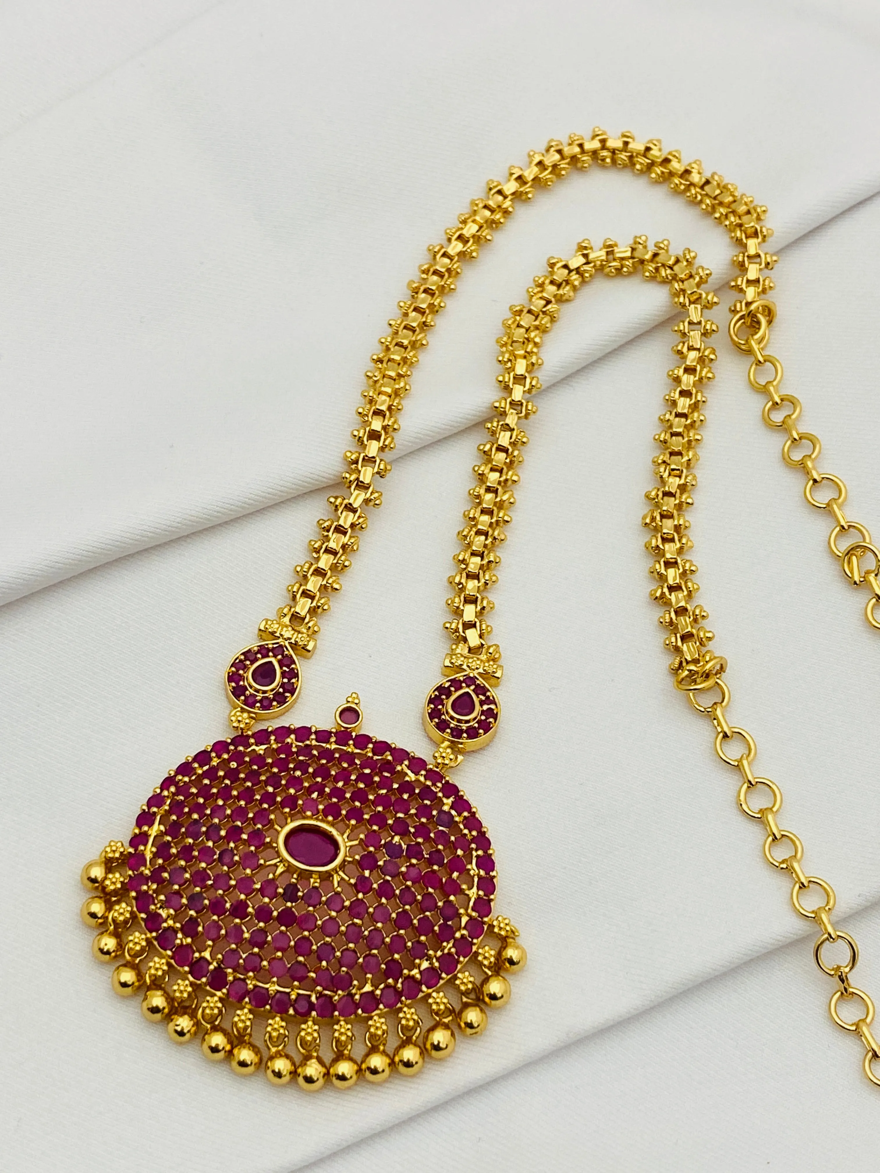 Gorgeous Gold Plated Traditional Long Chain With Pendant