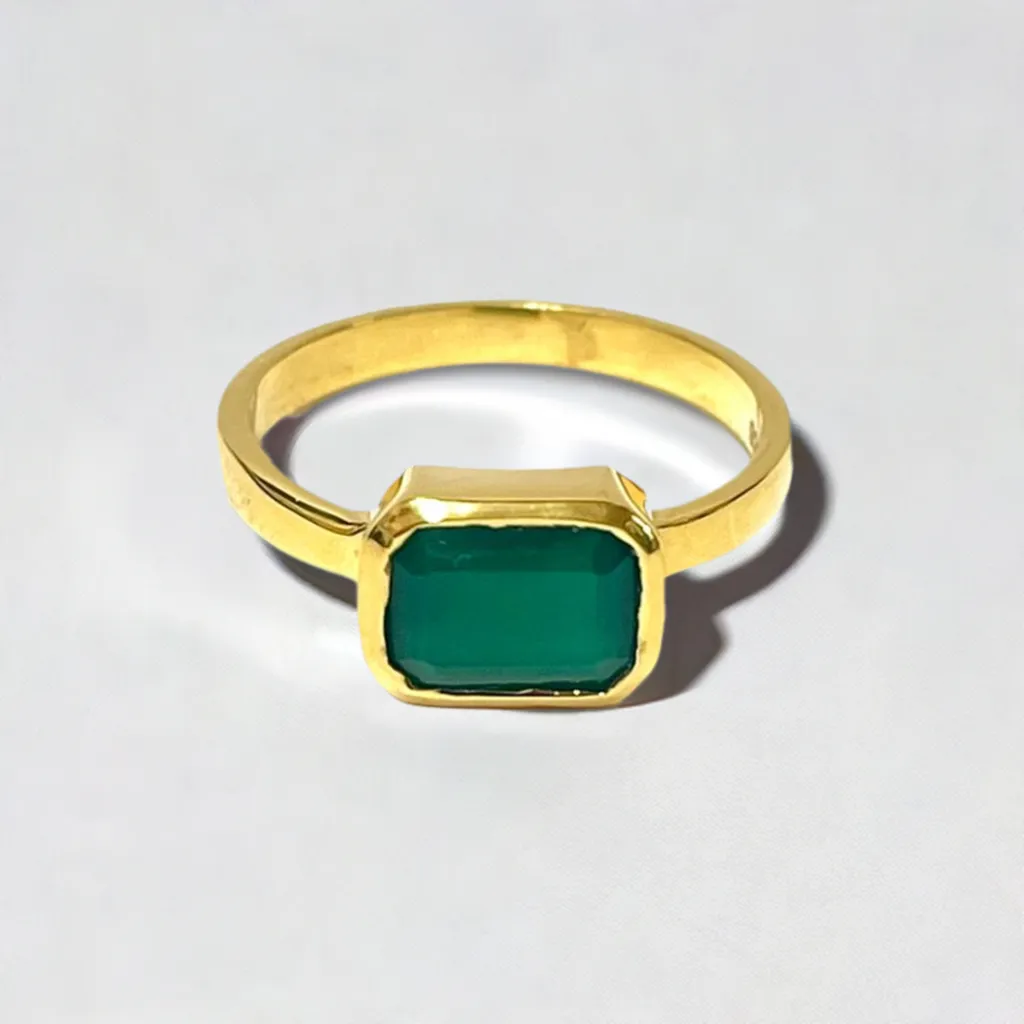 Hailey Green Onyx Square Stone Ring