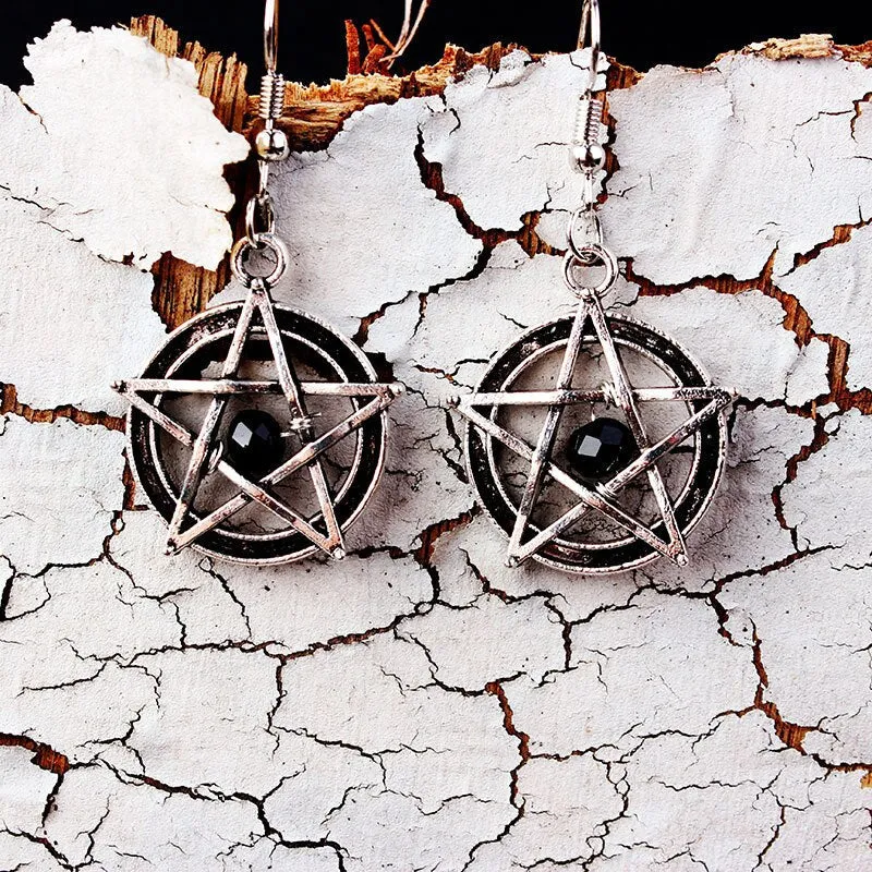 Halloween Earrings Gift Punk Steamed Pentagram Bat Dangle Earrings Fashion Jewelry Accessories Earrings for Women