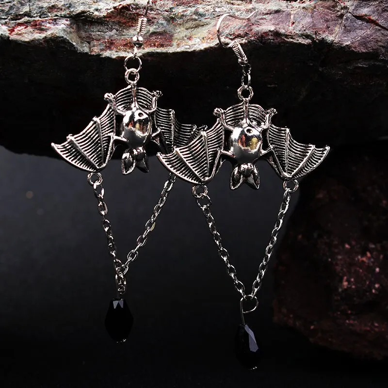 Halloween Earrings Gift Punk Steamed Pentagram Bat Dangle Earrings Fashion Jewelry Accessories Earrings for Women