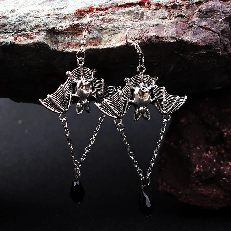 Halloween Earrings Gift Punk Steamed Pentagram Bat Dangle Earrings Fashion Jewelry Accessories Earrings for Women