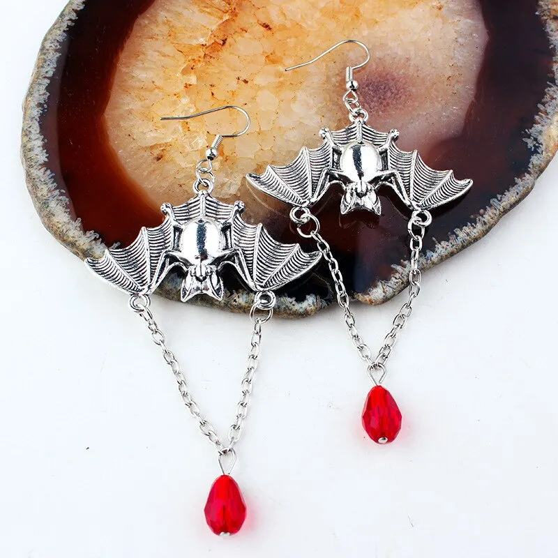 Halloween Earrings Gift Punk Steamed Pentagram Bat Dangle Earrings Fashion Jewelry Accessories Earrings for Women