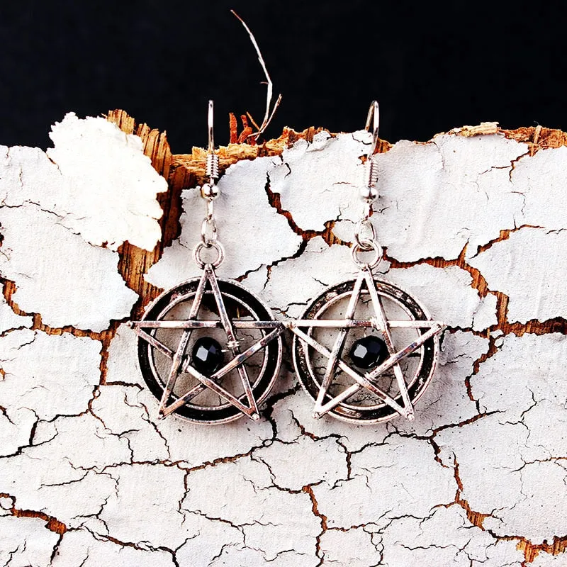 Halloween Earrings Gift Punk Steamed Pentagram Bat Dangle Earrings Fashion Jewelry Accessories Earrings for Women