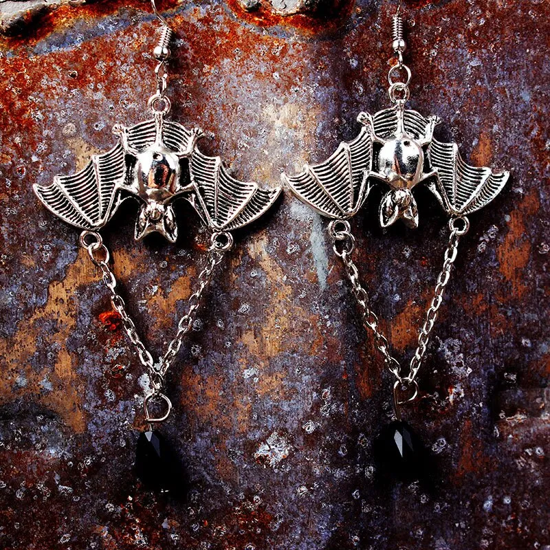 Halloween Earrings Gift Punk Steamed Pentagram Bat Dangle Earrings Fashion Jewelry Accessories Earrings for Women