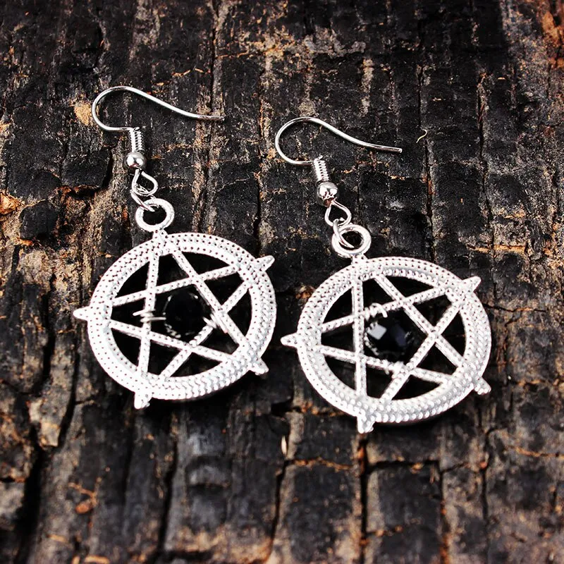 Halloween Earrings Gift Punk Steamed Pentagram Bat Dangle Earrings Fashion Jewelry Accessories Earrings for Women