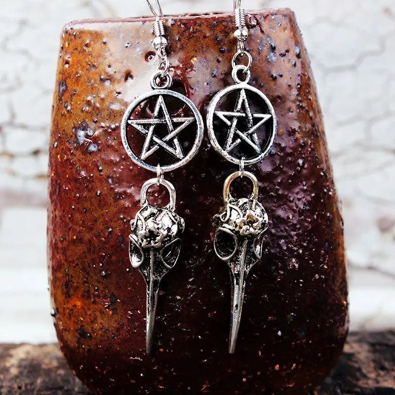 Halloween Earrings Gift Punk Steamed Pentagram Bat Dangle Earrings Fashion Jewelry Accessories Earrings for Women