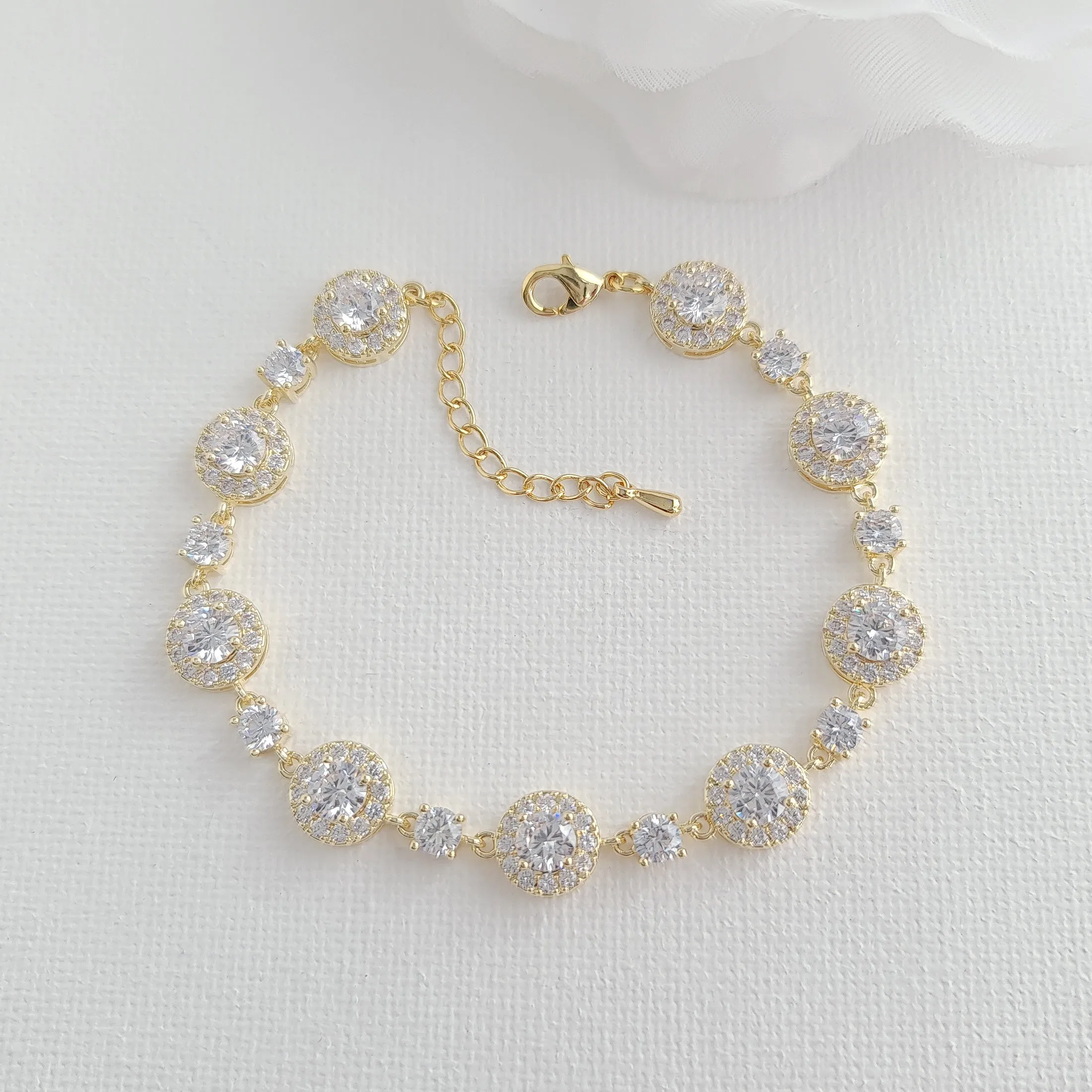 Halo Gold Bracelet for Bride On Her Wedding Day-Reagan