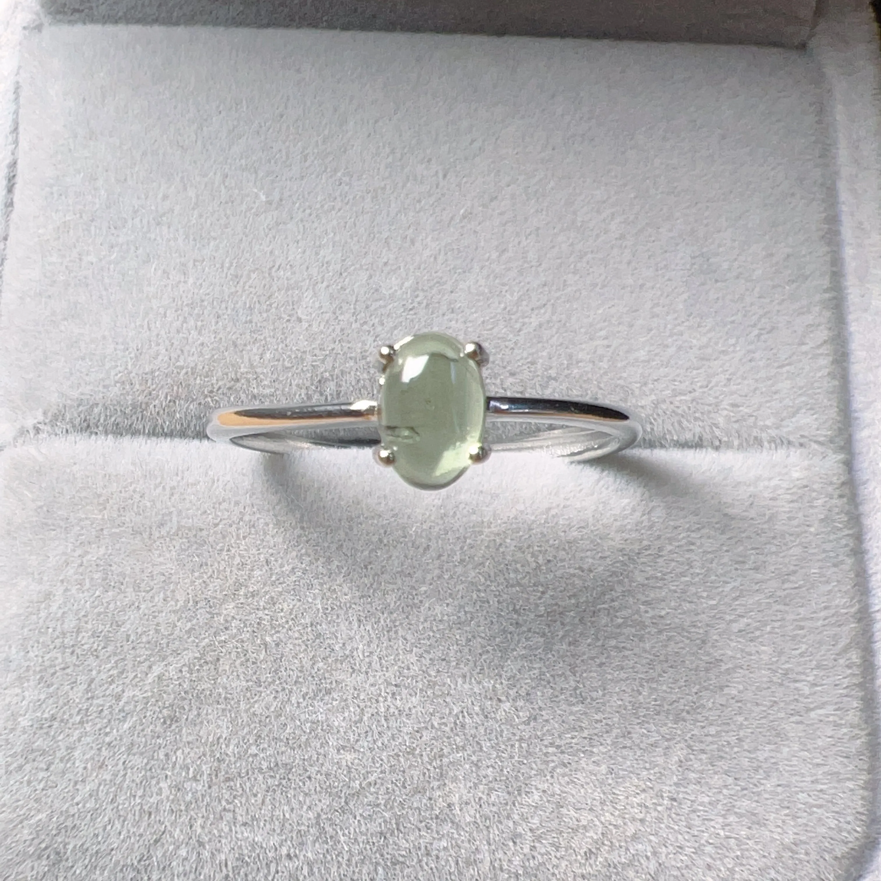 Handmade Natural Moldavite Ring with 925 Sterling Silver Prongs | Rare High-frequency Heart Chakra Healing