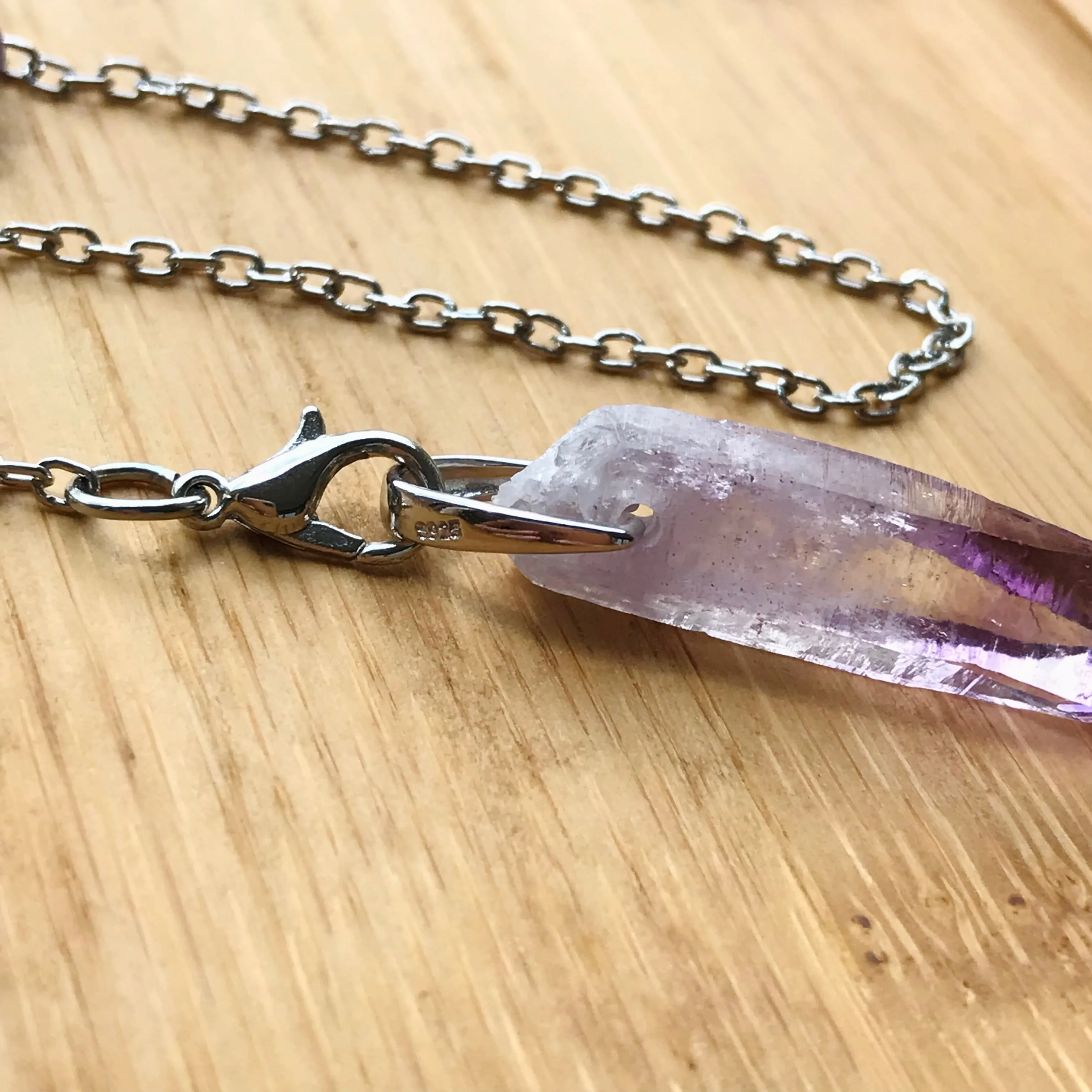 Healing Master High Quality Vera Cruz Amethyst Pendulum Necklace Handmade with 925 Sterling Silver Adjustable Fashion Jewelry Crown Chakra