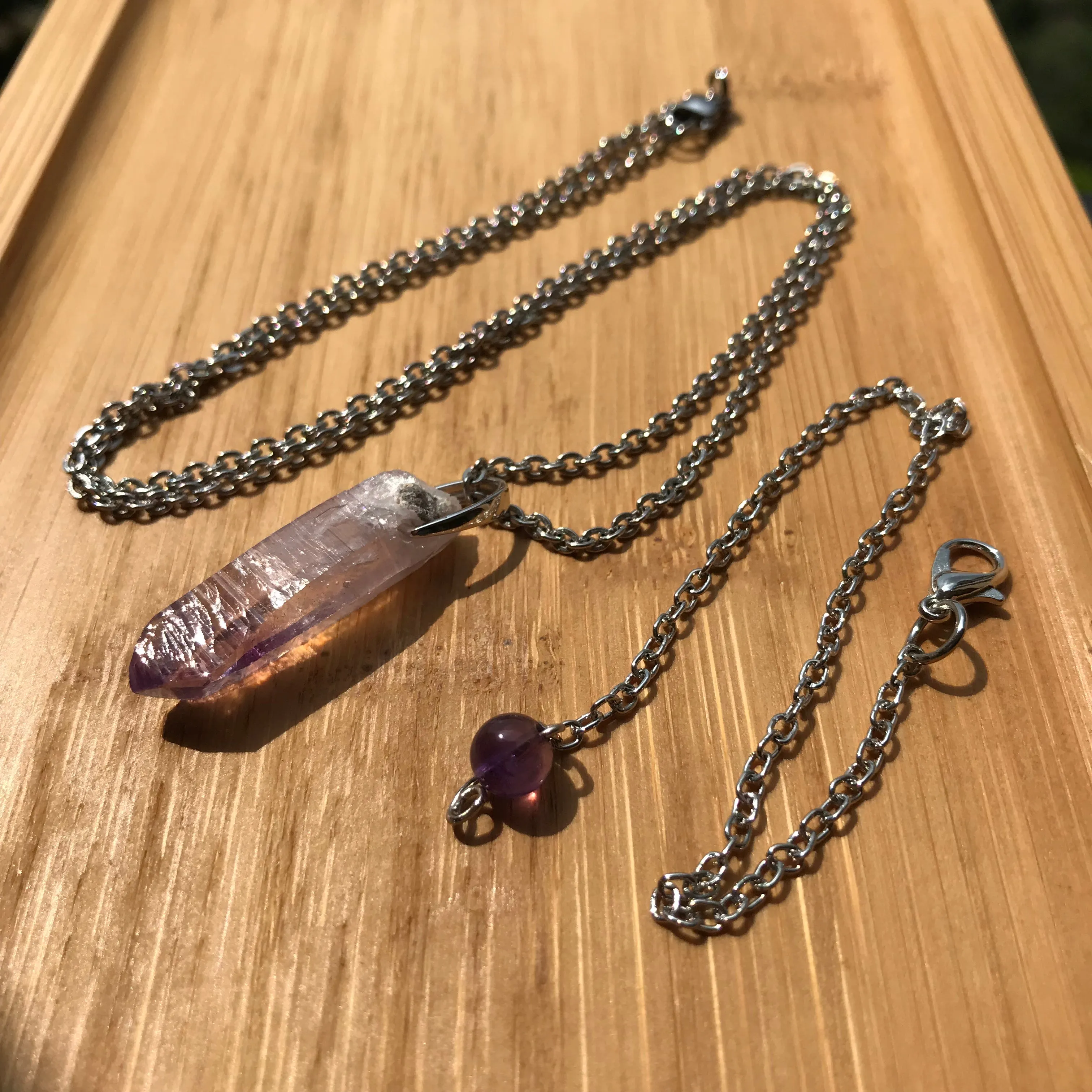 Healing Master High Quality Vera Cruz Amethyst Pendulum Necklace Handmade with 925 Sterling Silver Adjustable Fashion Jewelry Crown Chakra