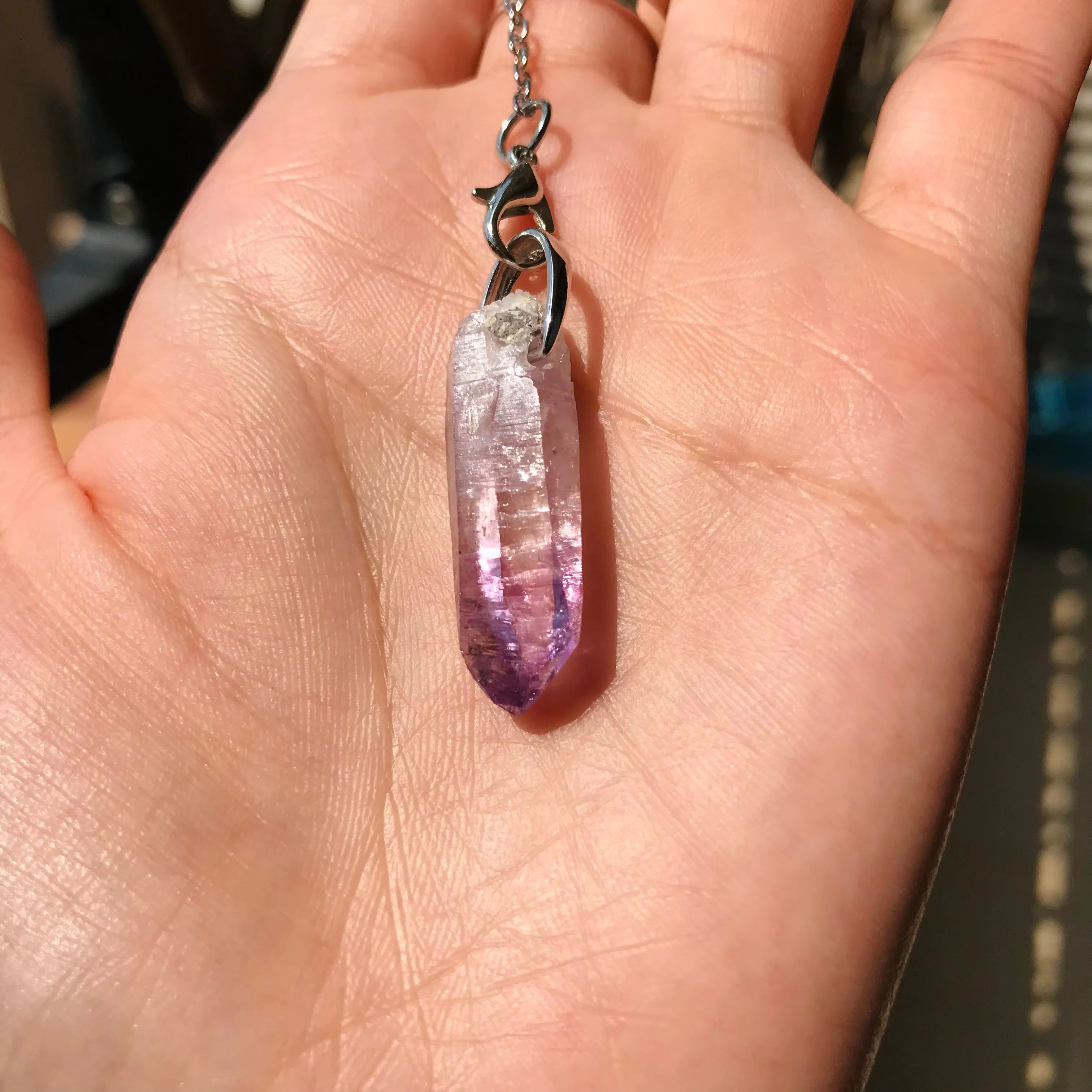 Healing Master High Quality Vera Cruz Amethyst Pendulum Necklace Handmade with 925 Sterling Silver Adjustable Fashion Jewelry Crown Chakra