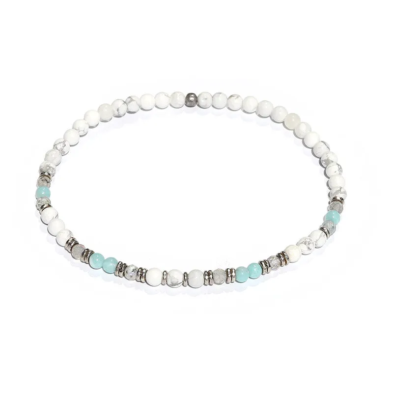 Howlite Amazonite and Labradorite Delicate Anklet