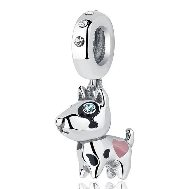 I Love My Pet 925 Sterling Silver Dog Bead Charm for Bracelets Bead