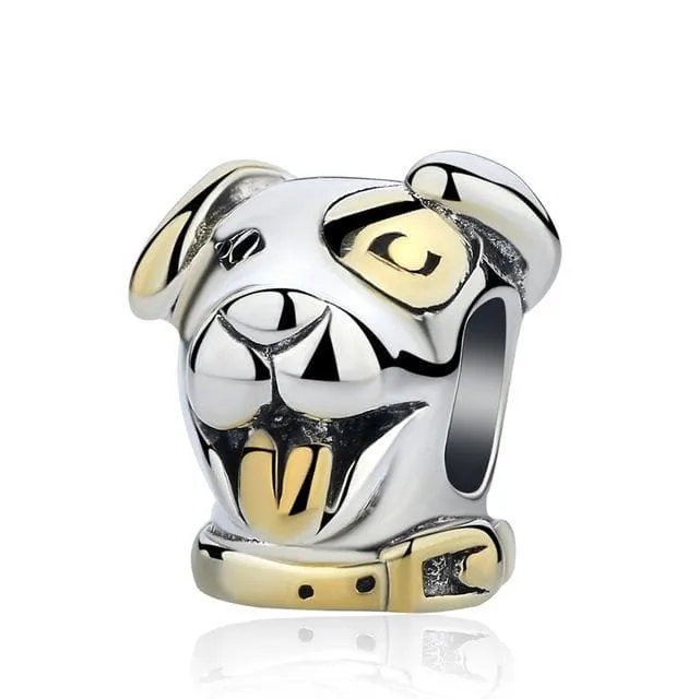 I Love My Pet 925 Sterling Silver Dog Bead Charm for Bracelets Bead