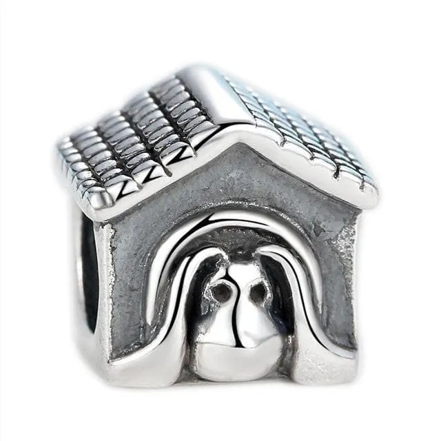 I Love My Pet 925 Sterling Silver Dog Bead Charm for Bracelets Bead