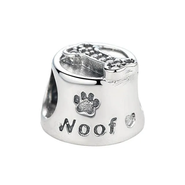 I Love My Pet 925 Sterling Silver Dog Bead Charm for Bracelets Bead