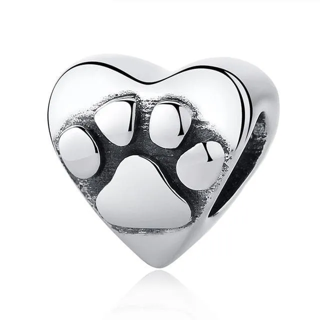 I Love My Pet 925 Sterling Silver Dog Bead Charm for Bracelets Bead