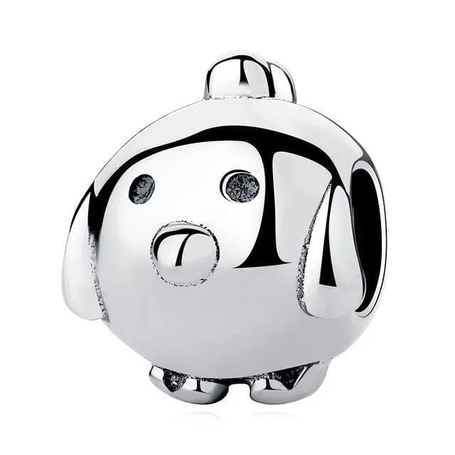 I Love My Pet 925 Sterling Silver Dog Bead Charm for Bracelets Bead