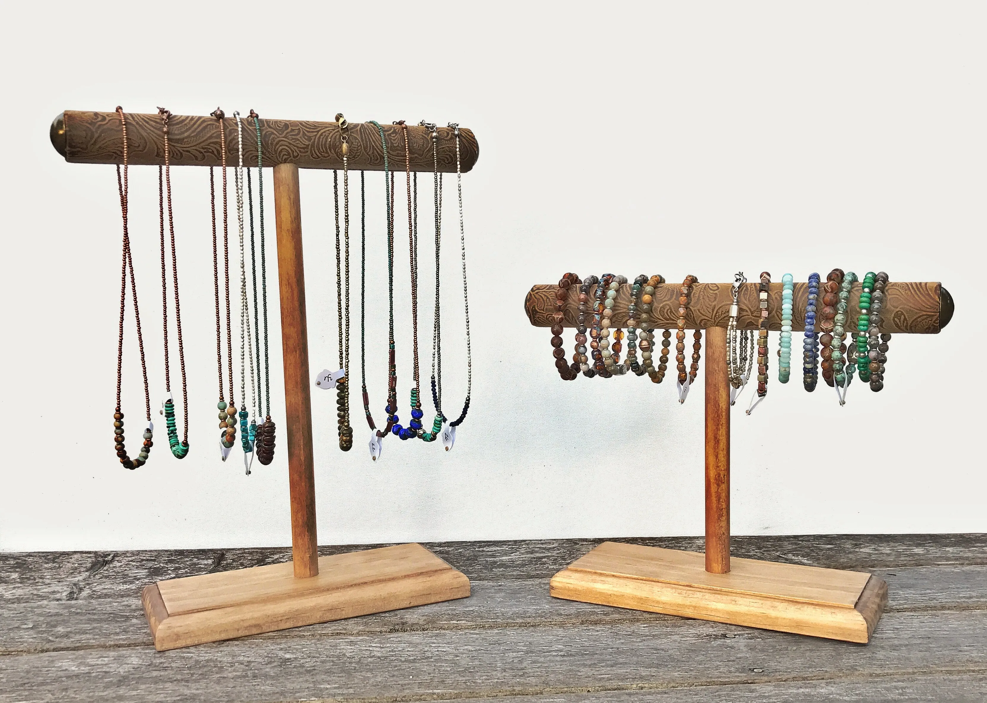 Jewelry Display, Bracelet Stand, Necklace Holder, Necklace Stand, Wooden T-Bar Jewelry Set, Western Style Displays