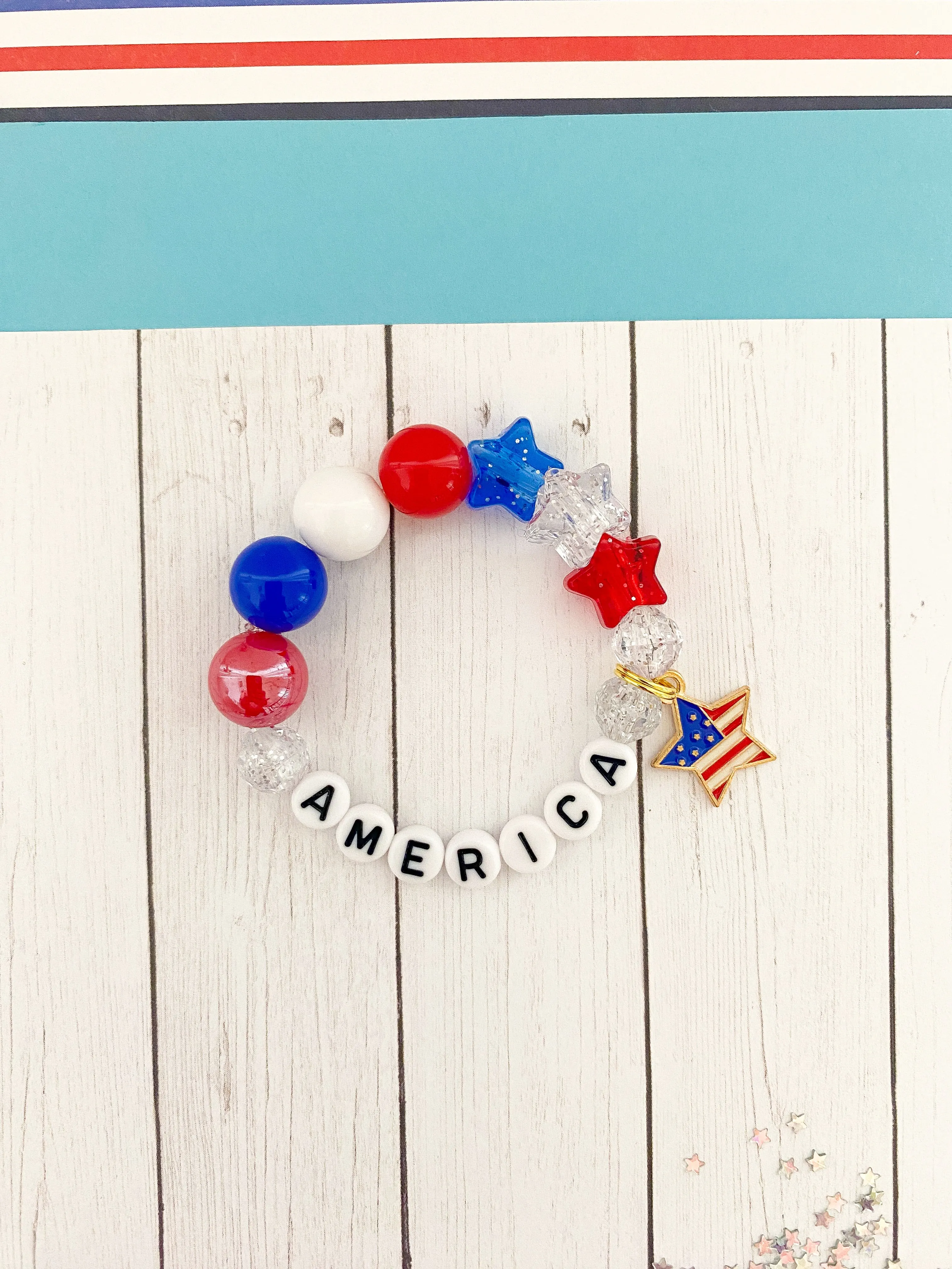 July 4th: Stars and Stripes Charm Bracelet - Customizable