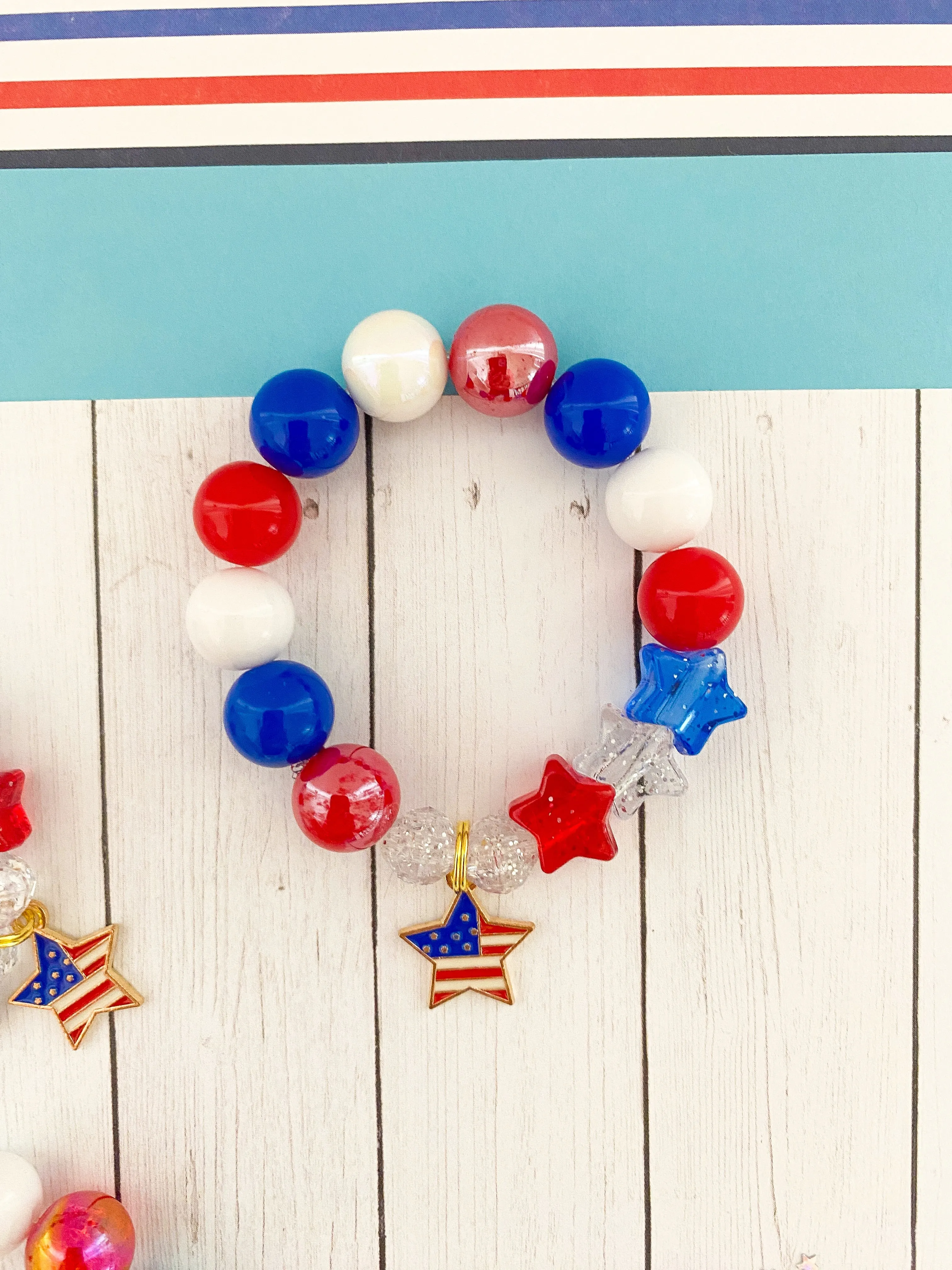 July 4th: Stars and Stripes Charm Bracelet - Customizable