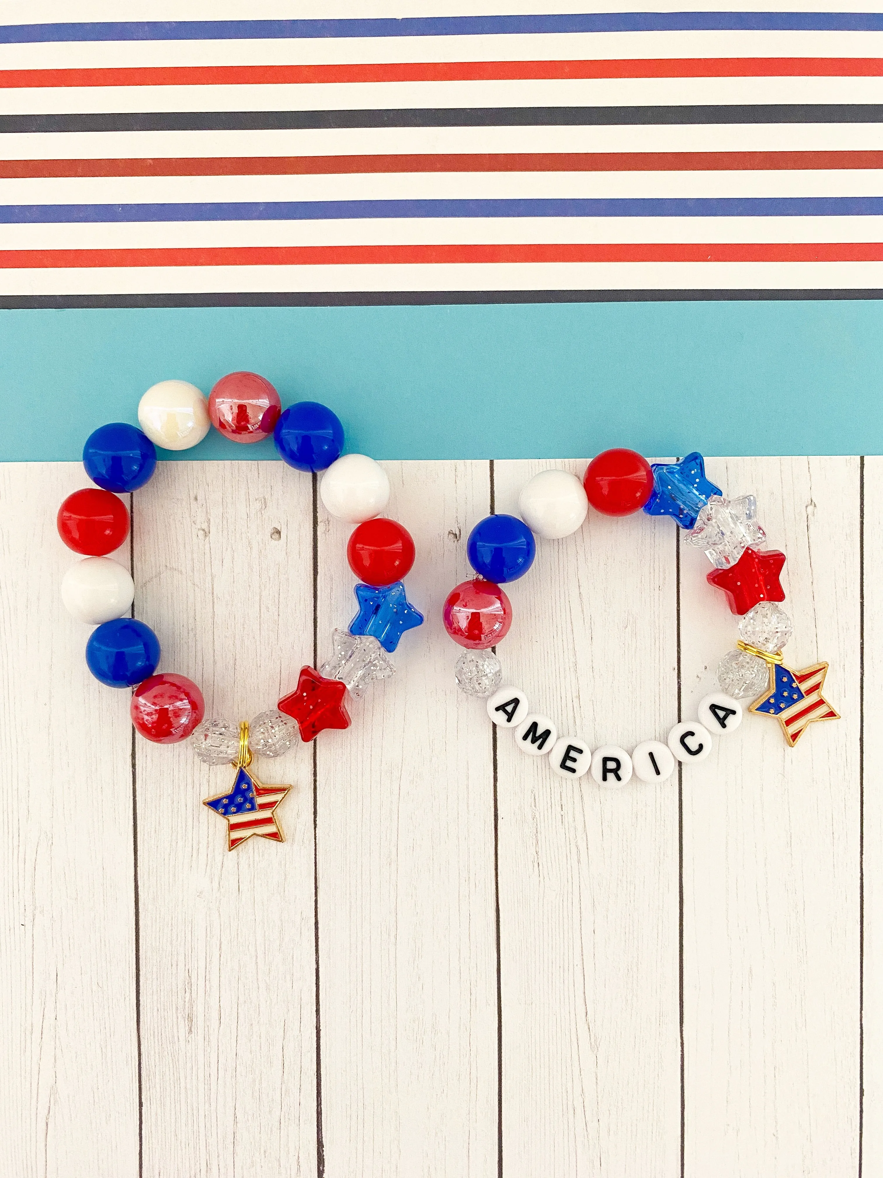 July 4th: Stars and Stripes Charm Bracelet - Customizable