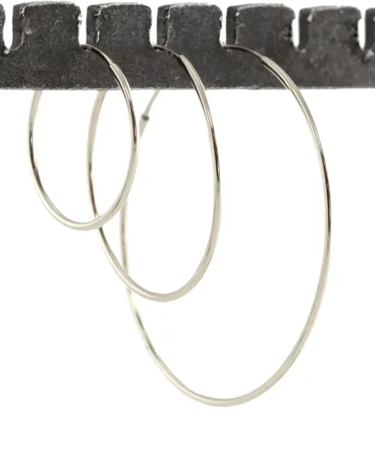 Kris Nations 33mm Featherweight Hoop Earrings - Silver