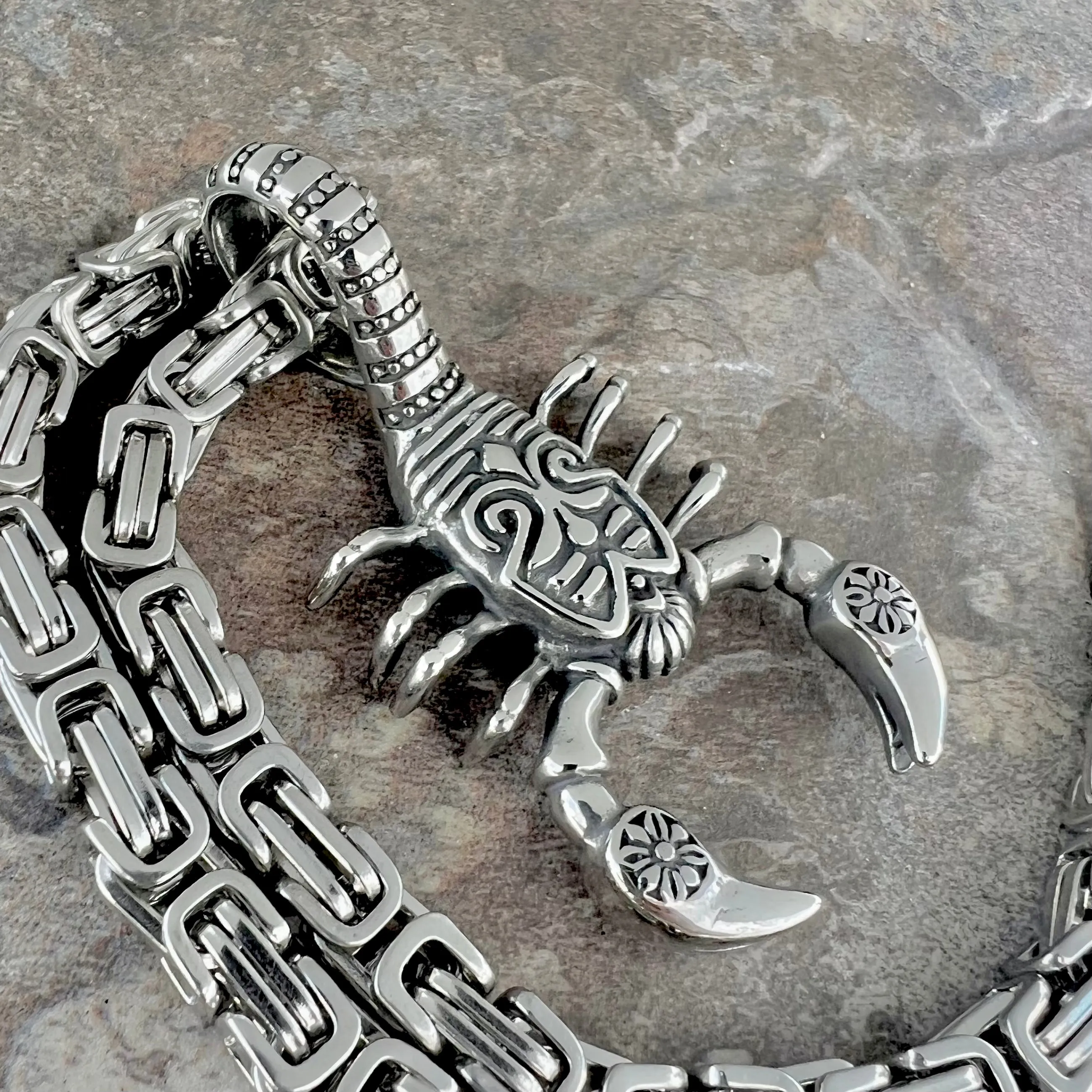 Large Scorpion Stainless Steel Pendant - Necklace (785)