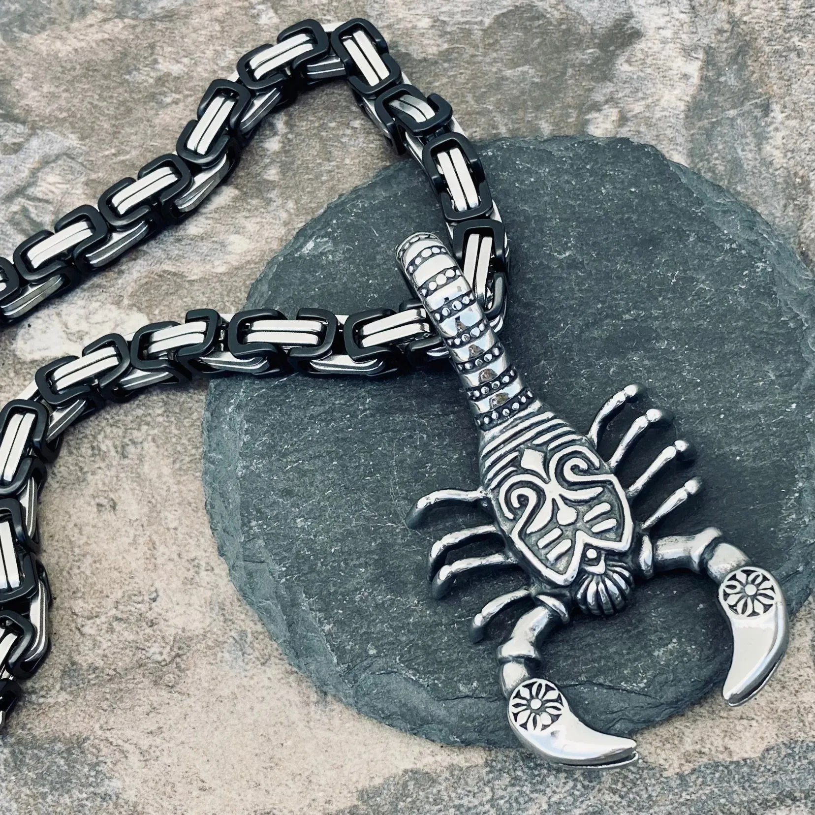 Large Scorpion Stainless Steel Pendant - Necklace (785)