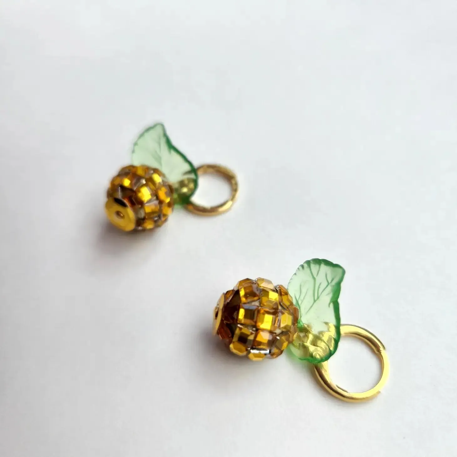 Lemon Rhinestone Disco Ball Huggie Earrings