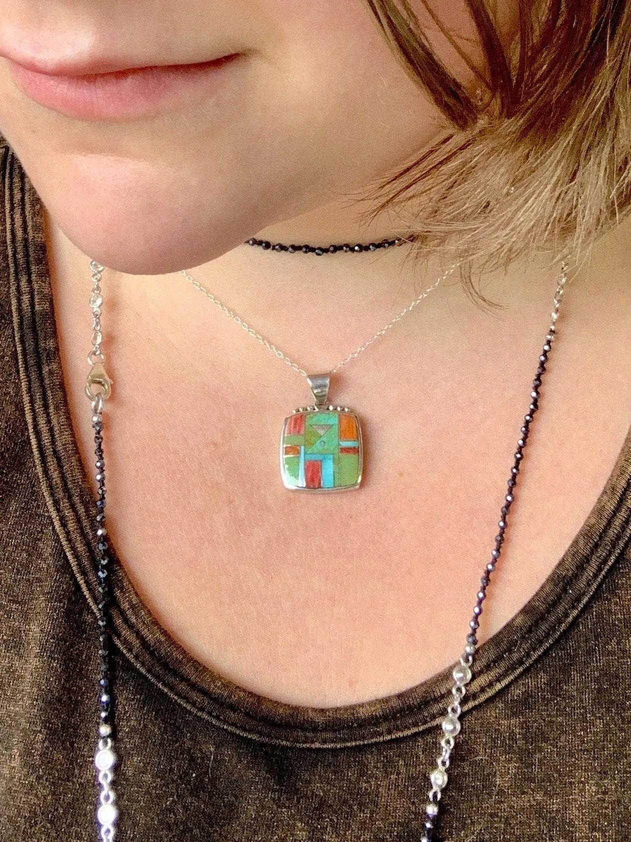 Light and Bright Inlay Turquoise Pendant