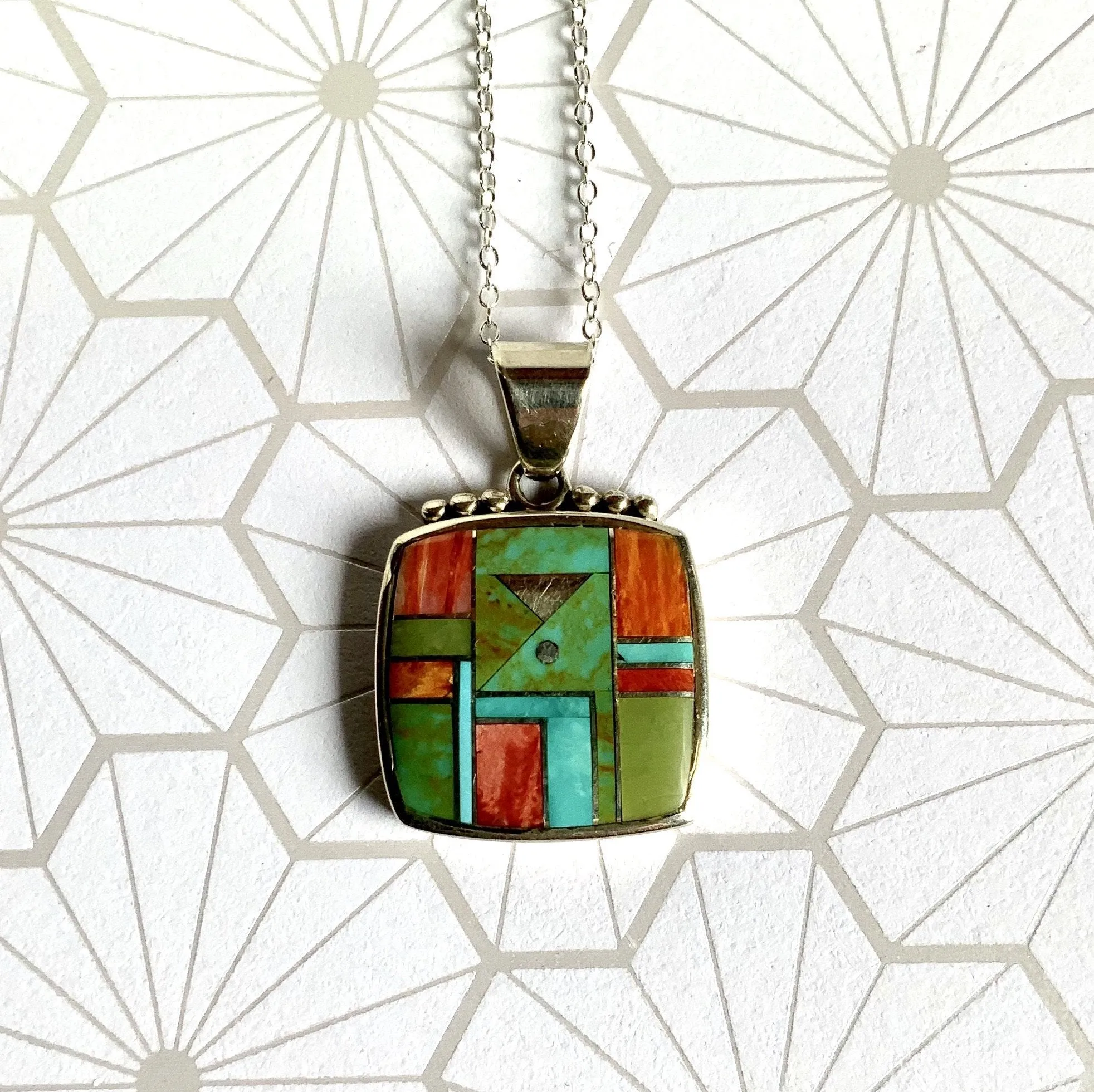 Light and Bright Inlay Turquoise Pendant