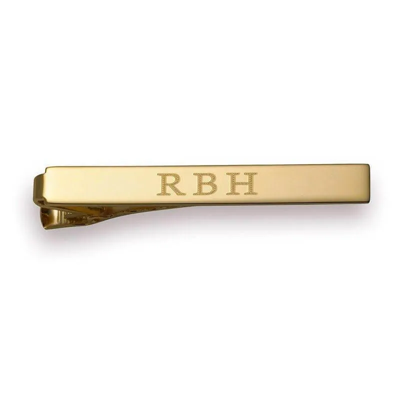 Men's Engravable Tie Bar in Brass with 18K Gold Plate (1 Line) of Trendolla