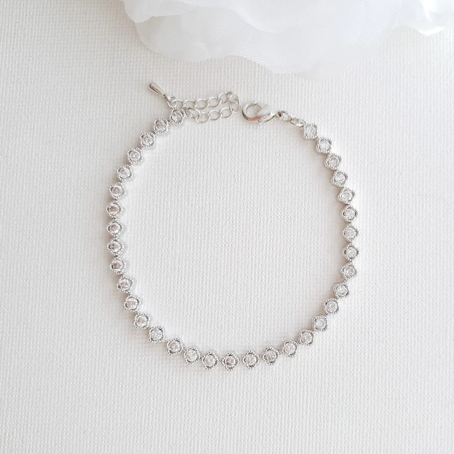 Minimal & Thin CZ Tennis Bracelet for Brides & Weddings- Lisa