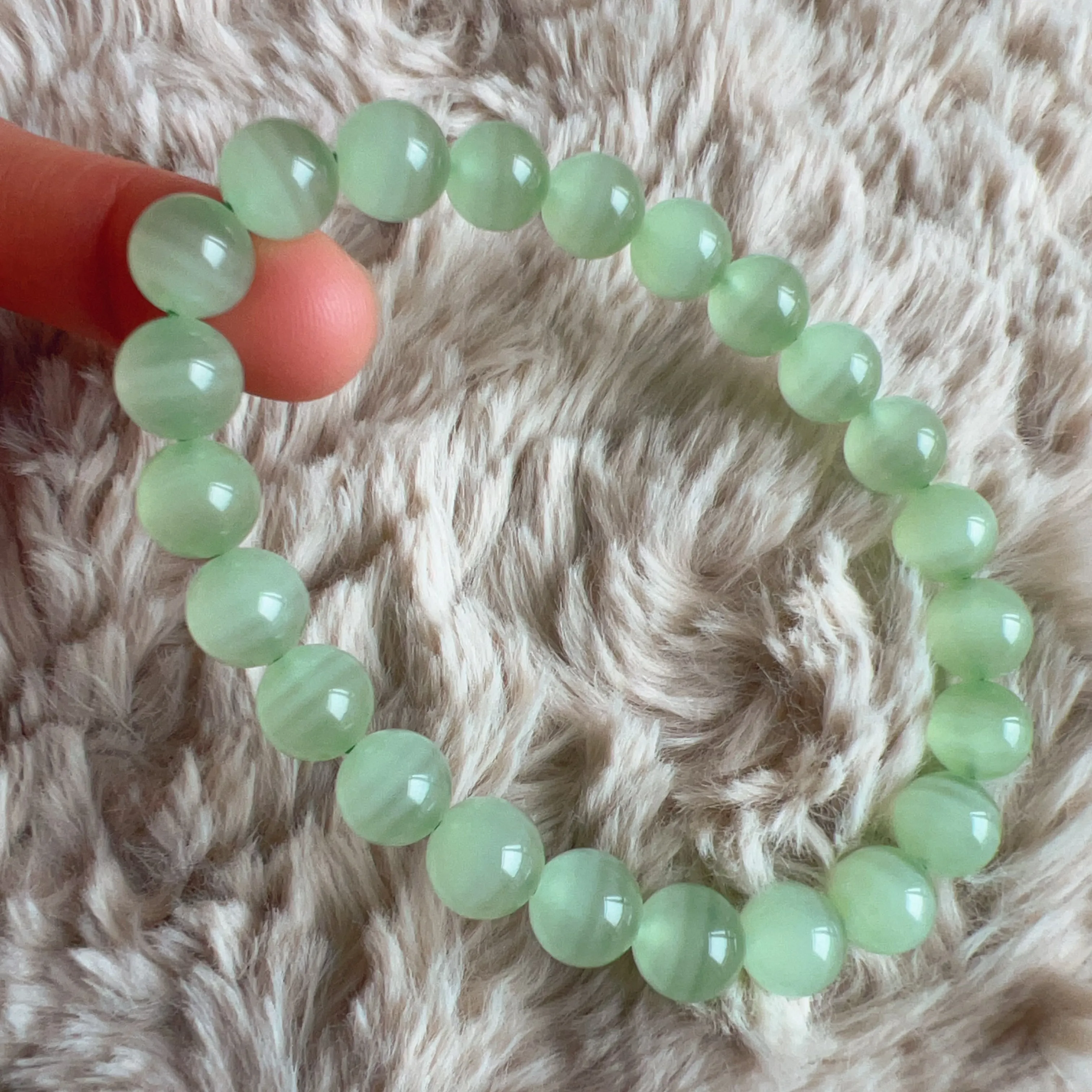 Natural Beautiful Top-grade Green Stone Bracelet 8.6mm Beads | Natural Afghanistan Green Jade Heart Chakra Healing Gemstone