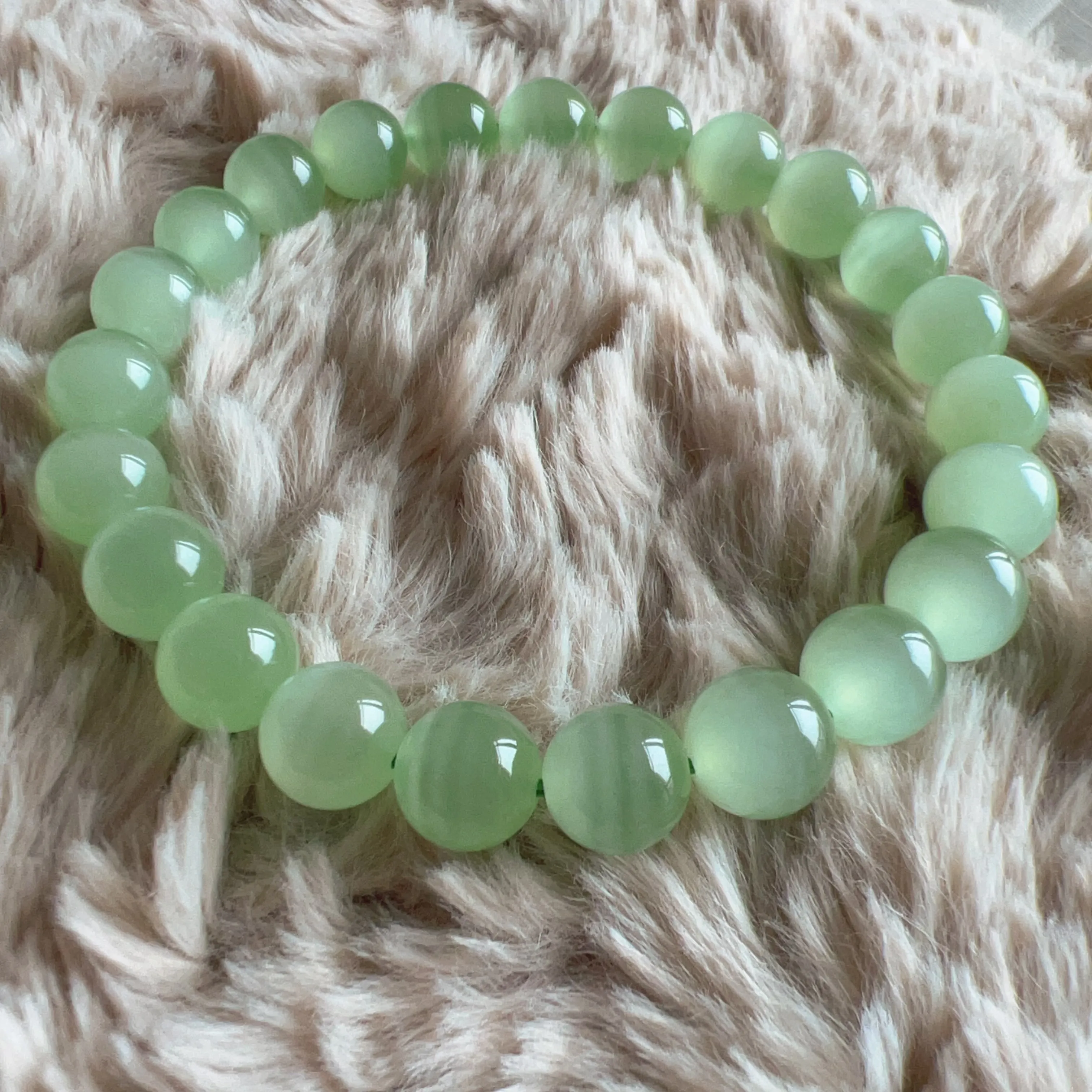 Natural Beautiful Top-grade Green Stone Bracelet 8.6mm Beads | Natural Afghanistan Green Jade Heart Chakra Healing Gemstone