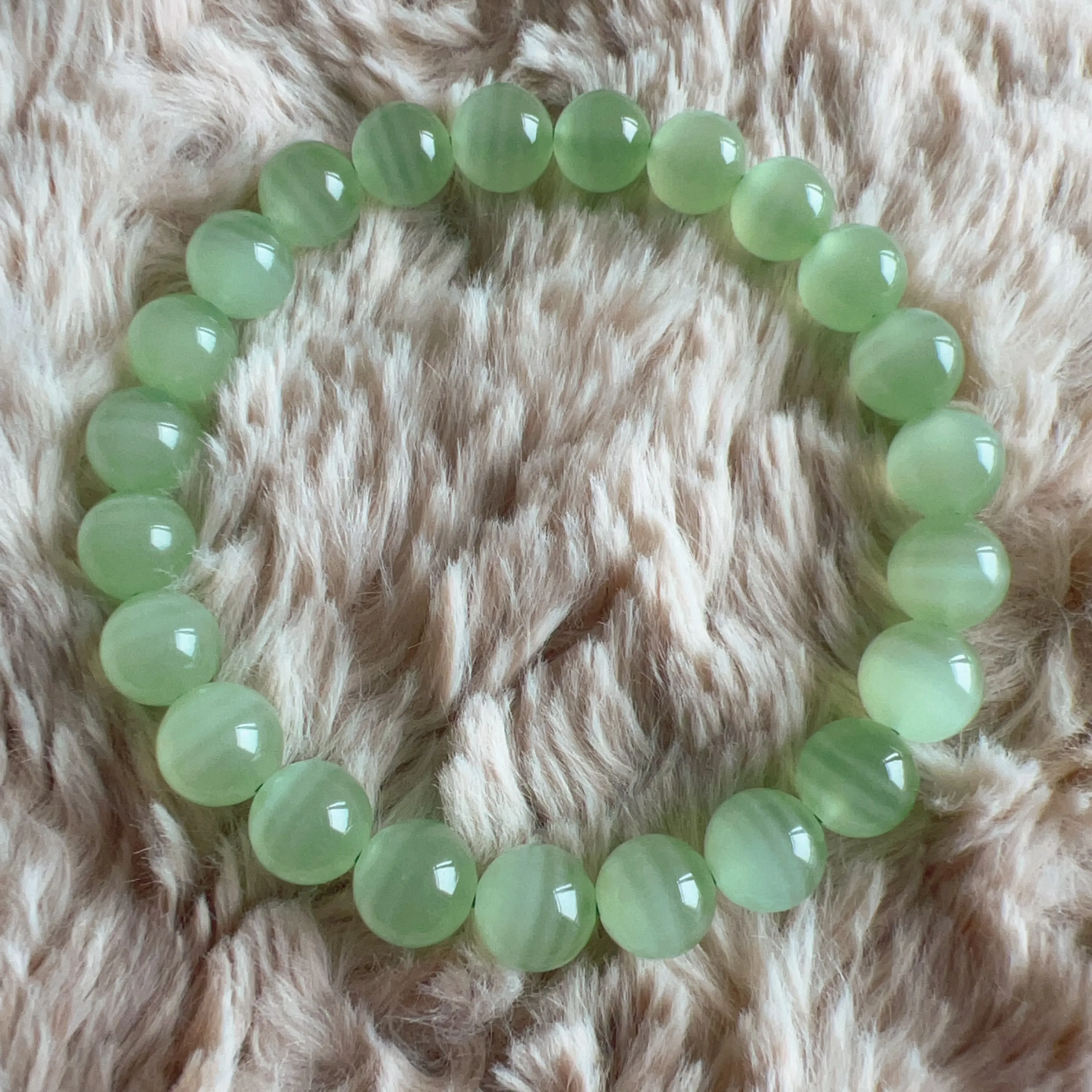 Natural Beautiful Top-grade Green Stone Bracelet 8.6mm Beads | Natural Afghanistan Green Jade Heart Chakra Healing Gemstone