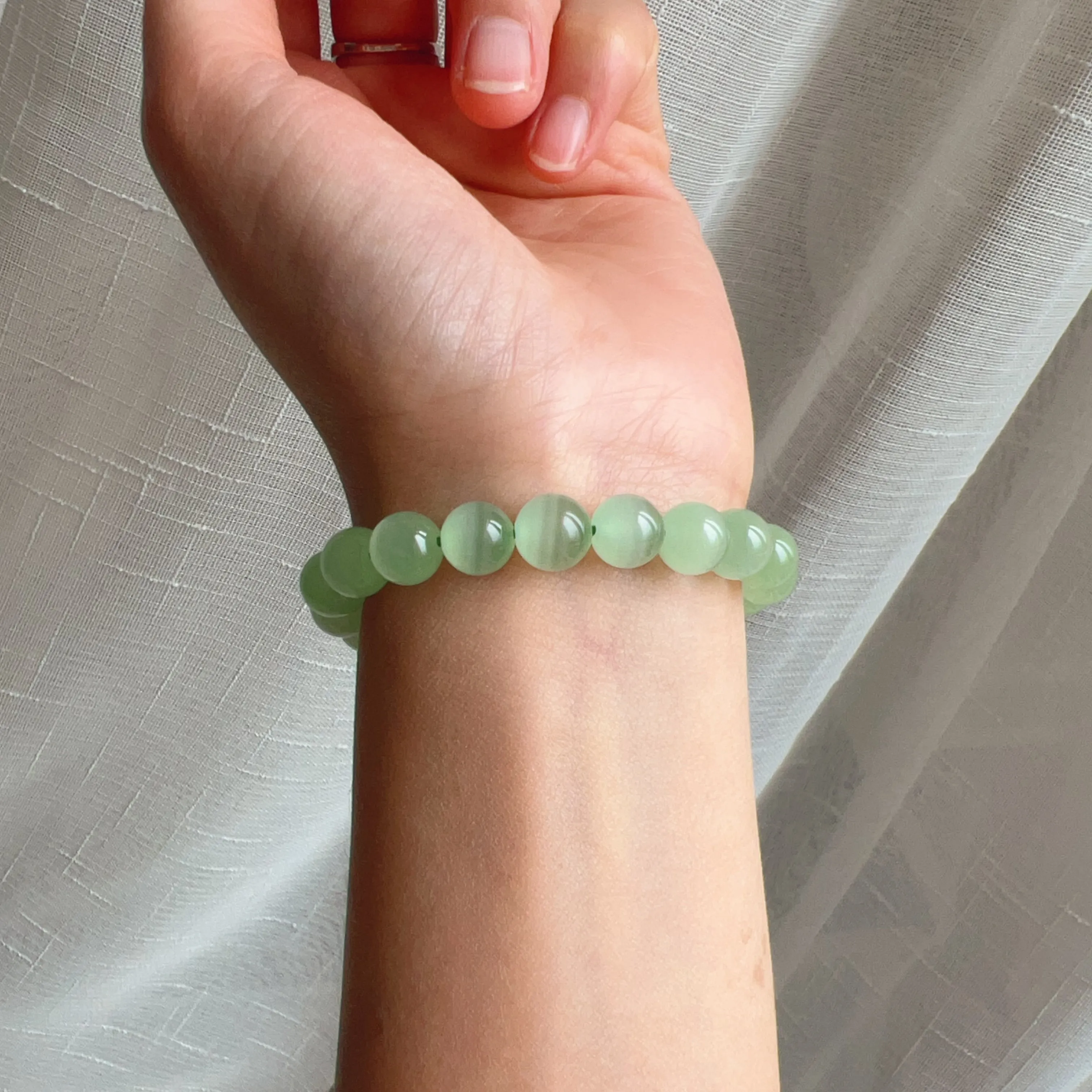 Natural Beautiful Top-grade Green Stone Bracelet 8.6mm Beads | Natural Afghanistan Green Jade Heart Chakra Healing Gemstone